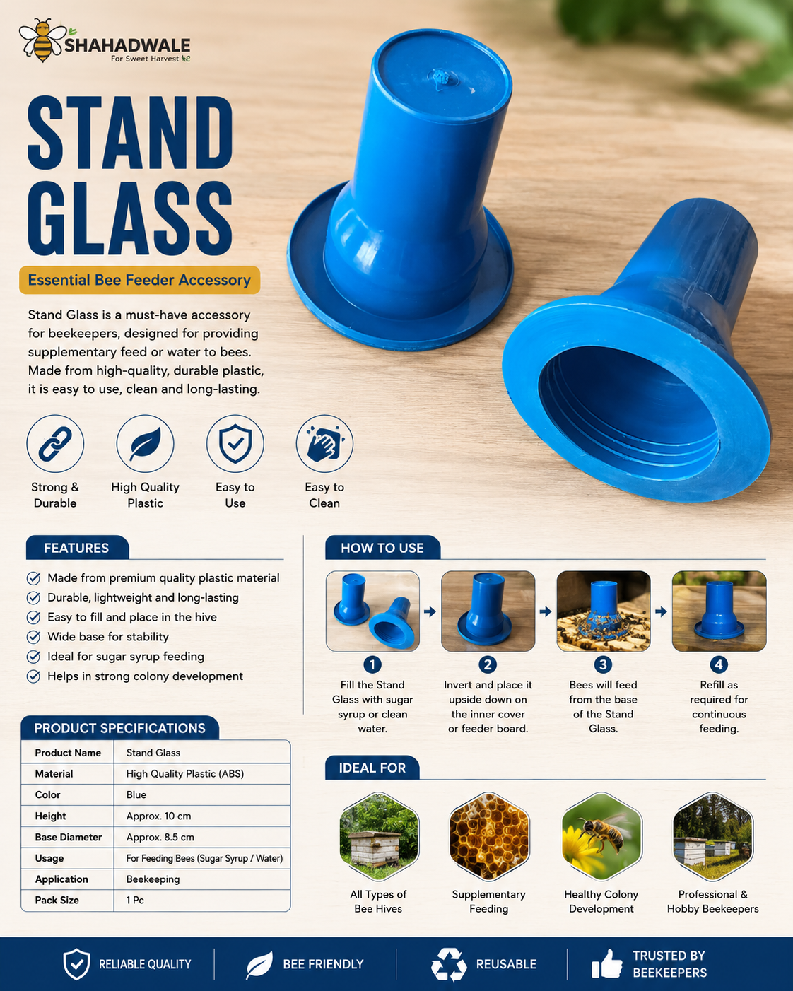 Plastic Stand Glass for Beekeeping