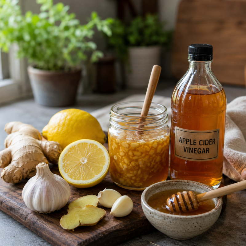 Ginger, Garlic, Lemon, Apple Cider Vinegar & Honey Benefits: Uses, Recipe, Side Effects & What to Know